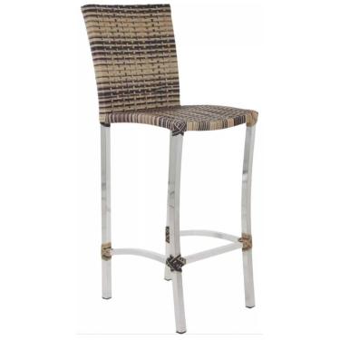 Imagem de Banqueta Cannes Em Alumínio Alta Fibra Sintética Trama Capuccino