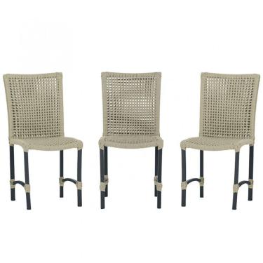 Imagem de 3 Cadeiras De Jantar Cannes De Alumínio Pintura Preta Trama Rami