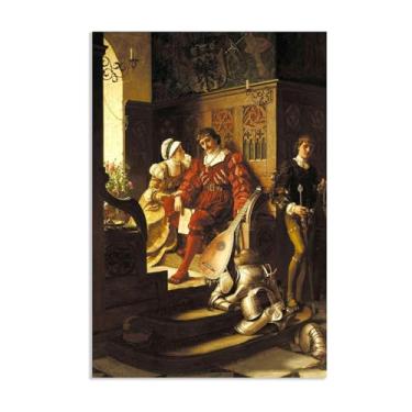 Imagem de Edmund Leighton impressão em tela dever por reproduções de pinturas famosas Edmund Leighton pôster arte de parede para sala de estar quarto decoração de parede 70 x 50 cm (71.1x50.8 cm) sem moldura