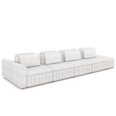 Imagem de Sofá Ilha E Puff Sala Living 425cm Siesta M22 Boucle Branco - Mpozenato