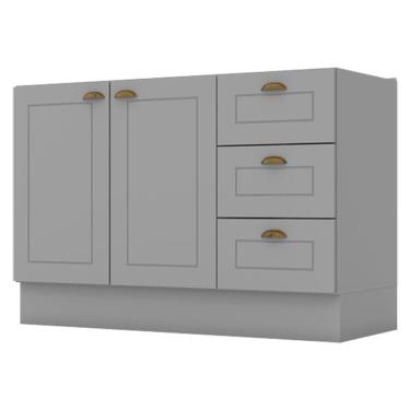 Imagem de Balcao Pia 2 Portas 3 Gavetas 120 Cm C353 Americana Cinza Henn Cinza