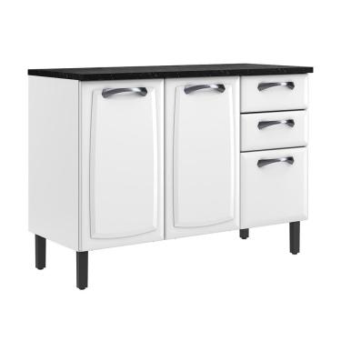 Imagem de Balcão De Cozinha Itatiaia Em Aço 3 Portas 2 Gavetas Branco New Premium