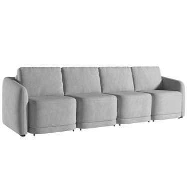 Imagem de Sofá Cama Casal Para Sala 316cm Polska K04 Veludo Cinza - Mpozenato