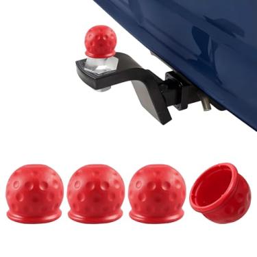 Imagem de NYTKL Capa de bola de reboque de 4 peças, protetor de borracha impermeável de 5 cm, capa à prova de poeira, tampas protetoras de bola de engate de reboque resistente de substituição para trailer