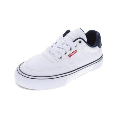 Imagem de Levi's Tênis infantil unissex Munro Ul, Branco/Azul marinho, 19