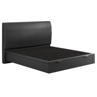 Imagem de Cama Queen Baú Flutuante Com Cabeceira 160cm Spazio S04 Couríssimo Preto - Lyam Decor