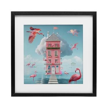 Imagem de Stupell Industries Flamingo Hotel on Water Impressão emoldurada preta sob vidro, design por Lori Lea Studios, 13 x 13