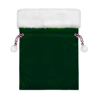 Imagem de rockible Sacola organizadora de Natal com cordão para presentes, ideal para guardar doces, guloseimas e brinquedos em viagens e na sala de estar. Perfeita para, Verde 50x70cm