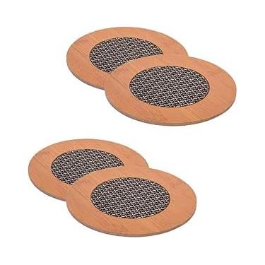 Imagem de Descanso De Bambu Panela Suporte Protege Mesa, 4 peças