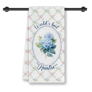 Imagem de CosxHabitat Toalha de prato floral hortênsia tia tia cozinha, presentes de tia do sobrinho sobrinho, presentes de tia para aniversário, Natal, toalhas de chá de mão decorativas para cozinha, banheiro