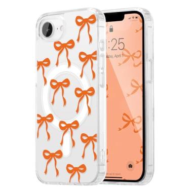 Imagem de UEEBAI Capa magnética para iPhone 16e, capa de arco compatível com MagSafe, fita fina transparente sem fio, estética, capa protetora antiamarelamento à prova de choque para mulheres e meninas