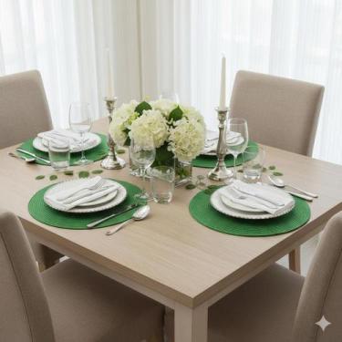 Imagem de Kit Jogo Americano Redondo Mesa Decorativo Jantar Descanso de Prato - 