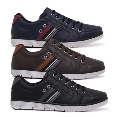 Imagem de Star Fox, Kit 3 Sapatênis Masculinos Social Urban, Casual, Azul-Café-Preto, 38, com Zíper e Elástico