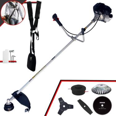 Imagem de Roçadeira Com Sistema Anti-Vibração RT43LB25A À Gasolina 43cc 1,7HP Com Carretel Nylon e Lâmina 3 Pontas + Lâmina 2 Pontas, Lâmina 80 Dentes e Escova