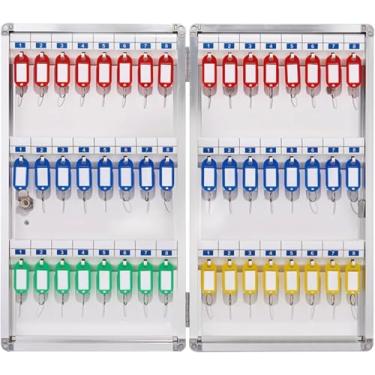 Imagem de ZDJZMGZ Suporte de parede para caixa de chave, armário de chaves, organizador de chaves montável na parede com etiquetas marcáveis, cofre de chave de segurança, porta-chaves para hotéis, escola (48)