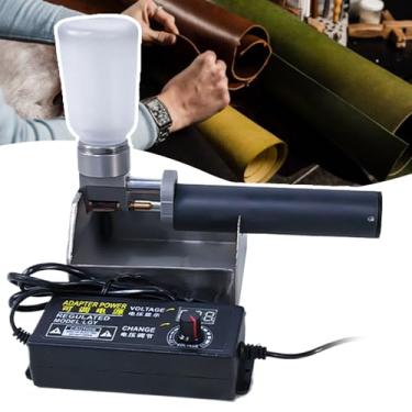 Imagem de DUANWUS Kit de máquina de revestimento de borda de couro portátil com 2 rolos de latão, ferramenta de tingimento de borda de tecido de velocidade ajustável, aplicador de pintura de tratamento de borda