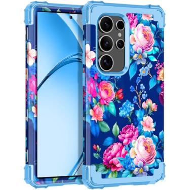 Imagem de Rancase Capa para Galaxy S24 Ultra, proteção resistente à prova de choque de três camadas de plástico rígido + capa protetora de borracha de silicone macio para Samsung Galaxy S24 Ultra 5G, brilha no