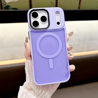 Imagem de SFDSUH Capa transparente para iPhone 16e com carregamento sem fio magnético (para iPhone 16e/roxa)