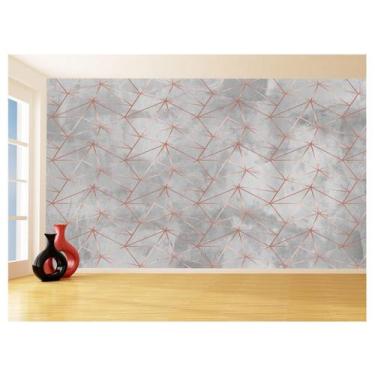 Imagem de Papel De Parede 3D Concreto Linhas Dourado Rose 3,5M Kkt258 - Você Dec