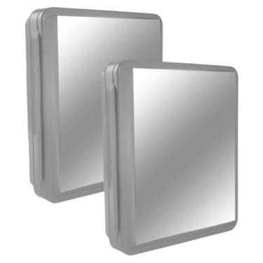 Imagem de Armário Banheiro, Embutir ou Sobrepor com Espelho De Vidro, armario de vestiario - Ideal para Banheiros Pequenos e Lavabos(2 CINZA)