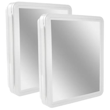 Imagem de Armário Banheiro, Embutir ou Sobrepor com Espelho De Vidro, armario de vestiario - Ideal para Banheiros Pequenos e Lavabos(2 BRANCO)