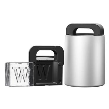 Imagem de Máquina de cubos de gelo transparente com monograma Letra W, molde de cubos de gelo grandes de 5 cm para uísque e coquetéis, bandeja de silicone para cubos de gelo com iniciais grandes, presentes