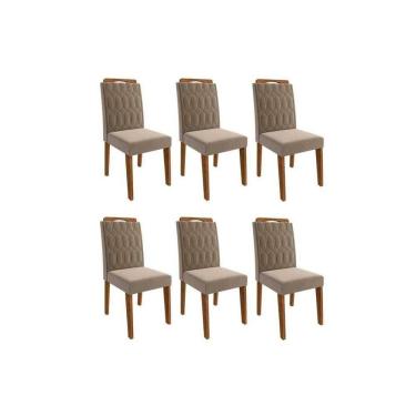 Imagem de Cadeira Sala De Jantar Paola Wood Kit 6 Un Carvalho/suede Joli Capuccino - Cimol