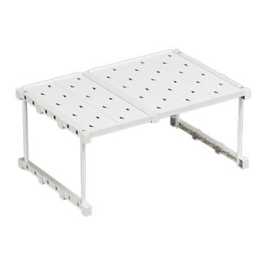 Imagem de MotiveTech Organizador de Armário, Prateleira de Guarda-Roupa, Prateleira Ajustável e Empilhável para Despensa, Organizador de Pratos para Casa, 35cm to 55cm X 25cm