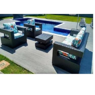 Imagem de Jogo De Sofá 3 Lugares Para Área Externa + 2 Poltronas Fibra - Sarah M