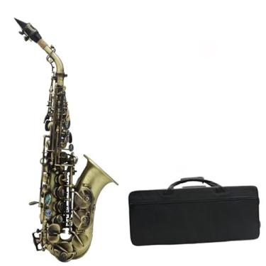 Imagem de Instrumento de saxofone retro saxofone soprano profissional material de latão bb b plano com acessórios de instrumento musical instrumento de sopro de madeira