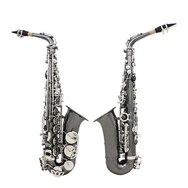 Imagem de Kit profissional para iniciantes de saxofone Saxofone alto EB E - Saxofone alto preto niquelado chapeamento de abone shell chaves instrumento de sopro