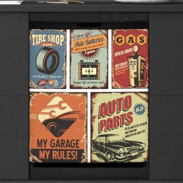 Imagem de Capa magnética para lava-louças, carimbo de monograma, vintage, capas para decoração de lava-louças, capa magnética para porta de lava-louças, decalque para cozinha, eletrodomésticos, 58 x 66 cm