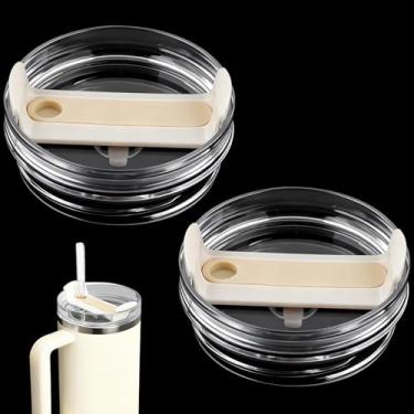 Imagem de 2 peças de tampa de copo de 1,134 g compatível com copo Stanley, tampa de copo de substituição adequada para copo de viagem Stanley, capa reutilizável à prova de derramamento para acessórios de copo