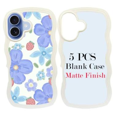 Imagem de JUSTRY 5 peças de capa de telefone em branco por sublimação em branco para impressão compatível com iPhone 17, capa protetora de borracha personalizada para prensa térmica + inserção fosca fácil de