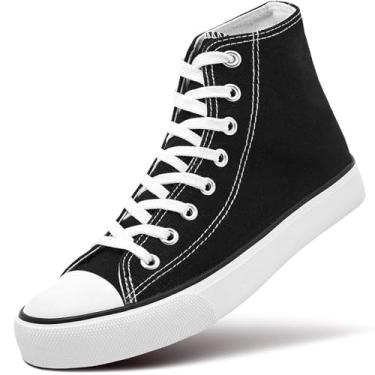 Imagem de Tênis feminino de lona com cadarços e cano alto da ZGR, Preto, 5