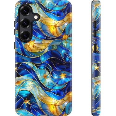 Imagem de Esdot Capa para Samsung Galaxy S24 Plus - Compatível com carregamento sem fio - Silicone macio de camada dupla + capa rígida - Design de flores silvestres - Capa protetora para celular para mulheres e