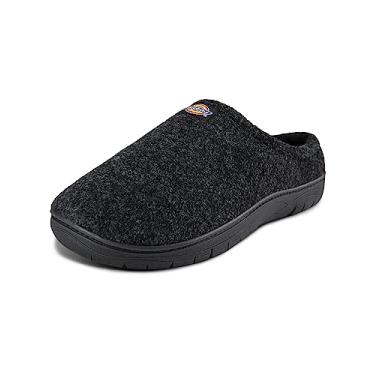 Imagem de Dickies Pantufa masculina de espuma viscoelástica de feltro – sola interna/externa, lavável na máquina, Feltro preto, X-Large