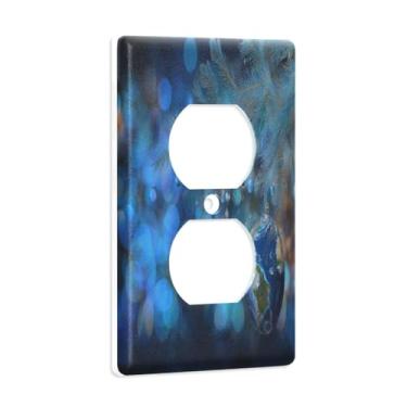 Imagem de Blueangle Placa de parede de tomada dupla Christmas Earth, tamanho padrão, placas de cobertura de tomada elétrica de 1 gangue para decoração de quarto de escritório em casa, 4,53 x 2,76 polegadas (580