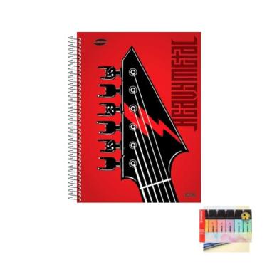 Imagem de Kit Escolar Caderno Masculino 20 Matérias Capa Dura 400 Folhas + Canetas Esferográficas e Marca Texto