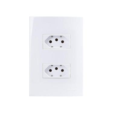 Imagem de Tomada Dupla Margirius Sleek 2p+t 10a Com Placa 4x2 Branca