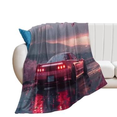 Imagem de HouLaiZhe Cobertor super macio de flanela rosa romântico NSX JDM carro flores de cerejeira cobertores refrescantes leves para sofá-cama cadeira sofá carro viagem ao ar livre leve quente 152 x 203 cm