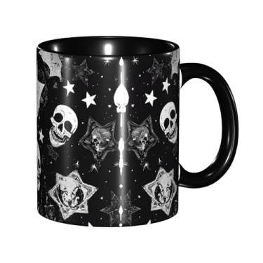 Imagem de Zeraoke Caneca de café criativa com estampa de caveira punk branca, personalizada, presente para família, tamanho de 325 ml, unissex