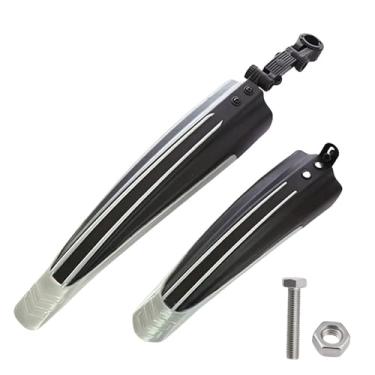 Imagem de Conjunto de 2 para-lamas para bicicleta, protetores contra respingos, para-lamas dianteiro e traseiro, acessórios para ciclismo de montanha, para rodas de 20/22/24/26 polegadas.(Black grey)