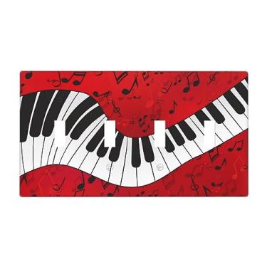 Imagem de Placa de parede com impressão de piano de nota musical, capa decorativa para interruptor, tamanho padrão, painel quádruplo para placas de luz, capas de interruptores para decoração de quarto e casa