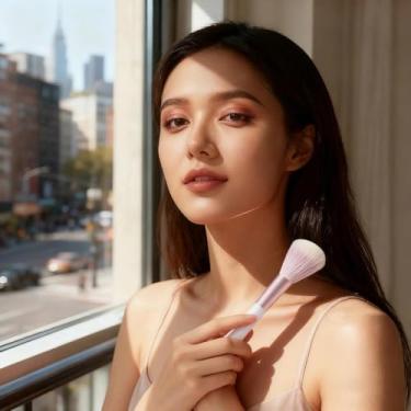 Imagem de 1 pincel de maquiagem feminino fashion multifuncional para viagem, portátil, blush, solto, destaque, cerdas macias (roxo)