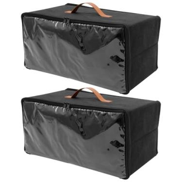 Imagem de 2 organizadores de chapéus, comporta até 10 a 15 bonés, caixa de armazenamento com janela transparente e abertura frontal, caixas de armazenamento empilháveis dobráveis para armário, guarda-roupa