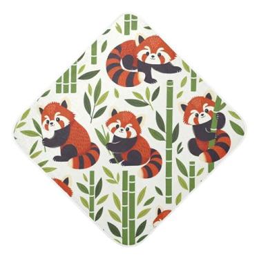Imagem de Burbuja Linda toalha de banho de bebê panda vermelha - Toalha com capuz de musselina macia e absorvente para recém-nascidos e bebês, 76 x 76 cm