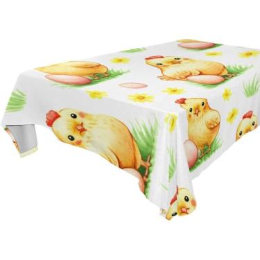Imagem de Burbuja Toalha de mesa de galinhas aquarela, toalha de mesa retangular, anti-rugas, grossa para decoração de jantar, cozinha, festa, 152 x 228 cm