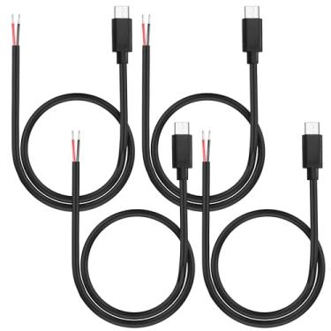 Imagem de MAYWILLA Cabo USB tipo C de 2 pinos, 5 V, 3 A, 22 AWG, USB C, plugue macho para extensão de cabo de alimentação de 2 pinos para equipamento DIY instalado para reparo de substituição - 0,5 m (4 peças)