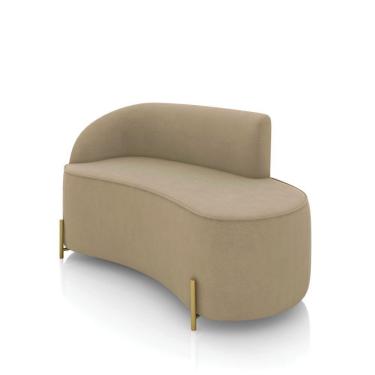 Imagem de Sofá 2 Lugares Orgânico 140cm Pé Dourado Morgan Suede Marrom R D03 - D'rossi